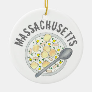 Boston Massachusetts New England Clam Chowder Keramisch Ornament