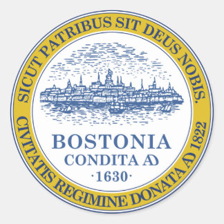 Boston Massachusetts Officieel Stadszegel, Kleur Ronde Sticker