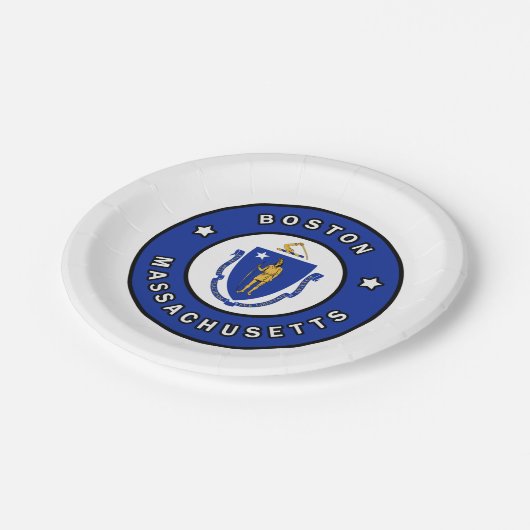 Boston Massachusetts Papieren Bordje (Gekanteld)