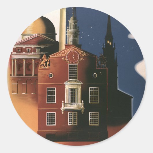 Boston, Massachusetts Paul Revere's Ride Ronde Sticker (Voorkant)