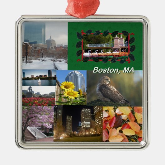 Boston, Massachusetts Photo Collage Metalen Ornament (Voorkant)