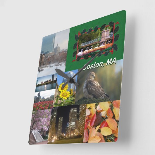 Boston, Massachusetts Photo Collage Vierkante Klok (Hoek)