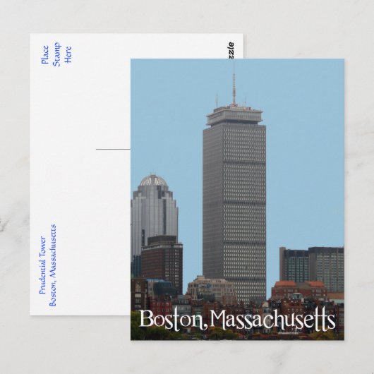 Boston Massachusetts Prudential Tower Post Card Briefkaart (Voorkant / Achterkant)