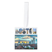 Boston Massachusetts Reisfoto's Kerstmis Decoratie (Voorkant)