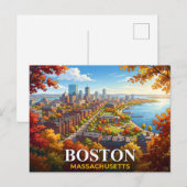 Boston Massachusetts Reizen Briefkaart (Voorkant / Achterkant)