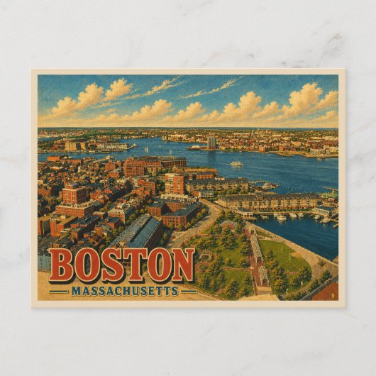 Boston Massachusetts Reizen Briefkaart (Voorkant)