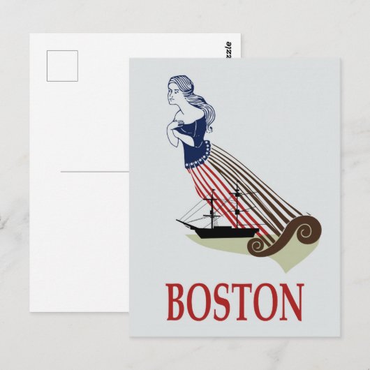  Boston Massachusetts Retro Reizen Briefkaart (Voorkant / Achterkant)