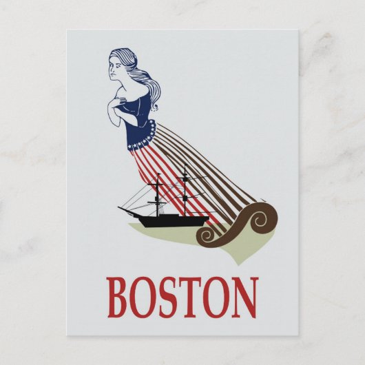 Boston Massachusetts Retro Reizen Briefkaart (Voorkant)