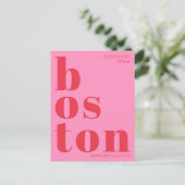 Boston Massachusetts rode roze typografie Briefkaa Briefkaart (Staand voorkant)