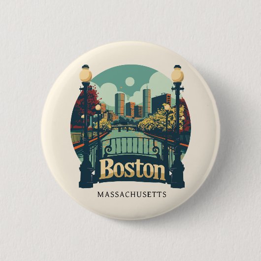Boston Massachusetts Ronde Button 5,7 Cm (Voorkant)