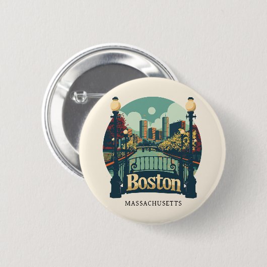 Boston Massachusetts Ronde Button 5,7 Cm (Voorkant /achterkant)