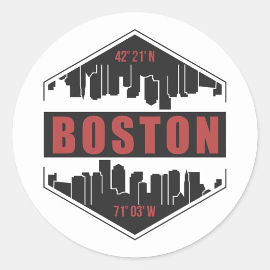 Boston Massachusetts Ronde Sticker (Voorkant)