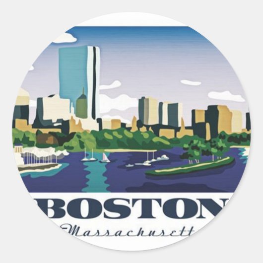 Boston, Massachusetts Ronde Sticker (Voorkant)