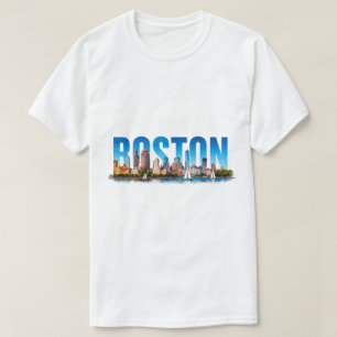 Boston Massachusetts Silhouet Historische Reis T-shirt