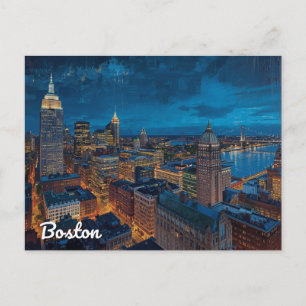 Boston Massachusetts Silhouette Kunst Briefkaart