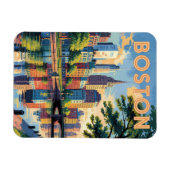 Boston Massachusetts Silhouette Reis Kunst Vintage Magneet (Horizontaal)