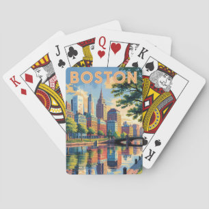 Boston Massachusetts Silhouette Reis Kunst Vintage Pokerkaarten