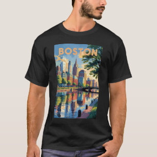 Boston Massachusetts Silhouette Reis Kunst Vintage T-shirt