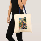 Boston Massachusetts Silhouette Reis Kunst Vintage Tote Bag (Voorkant (product))
