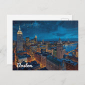 Boston Massachusetts Skyline Art Briefkaart (Voorkant / Achterkant)