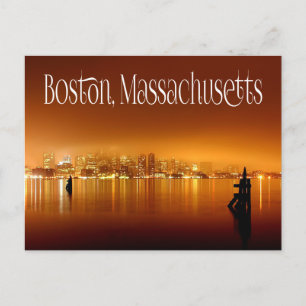 Boston, Massachusetts, Skyline at Night - VS Briefkaart