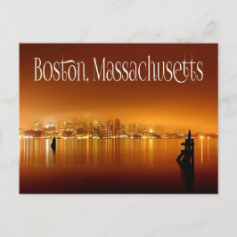 Boston, Massachusetts, Skyline at Night - VS Briefkaart