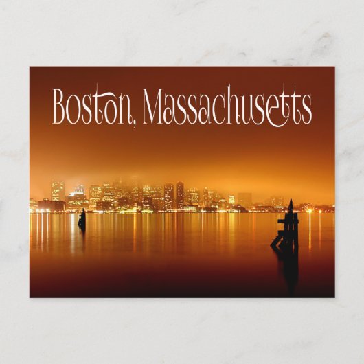 Boston, Massachusetts, Skyline at Night - VS Briefkaart (Voorkant)