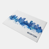 Boston Massachusetts Skyline Blue Deurmat (Schuin)