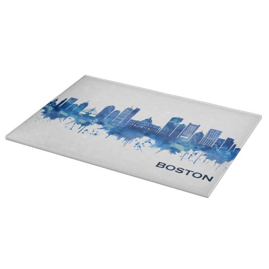 Boston Massachusetts Skyline Blue Snijplank (Hoek)