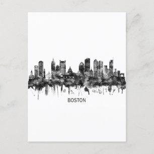 Boston Massachusetts Skyline BW Feestdagenkaart