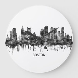 Boston Massachusetts Skyline BW Grote Klok