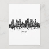 Boston Massachusetts Skyline BW Uitnodiging Briefkaart (Voorkant)