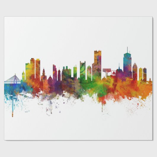 Boston Massachusetts Skyline Cadeaupapier (Vlak)