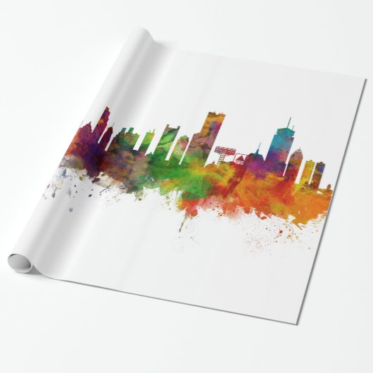 Boston Massachusetts Skyline Cadeaupapier (Uitgerold)