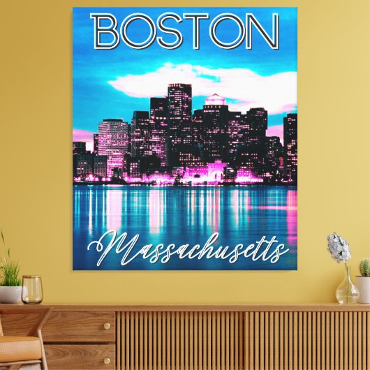 Boston Massachusetts Skyline Canvas Afdruk (Insitu (Woonkamer))