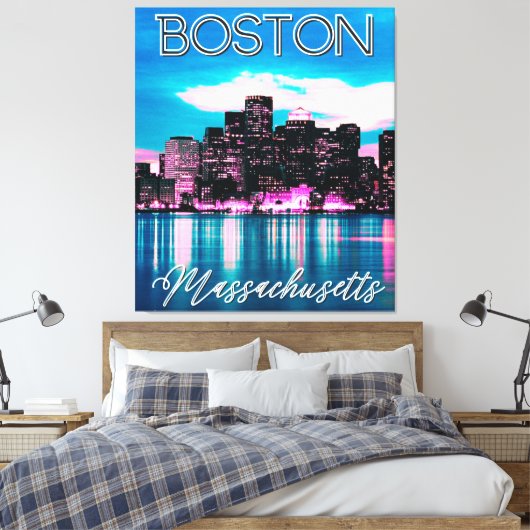 Boston Massachusetts Skyline Canvas Afdruk (Insitu (Slaapkamer))