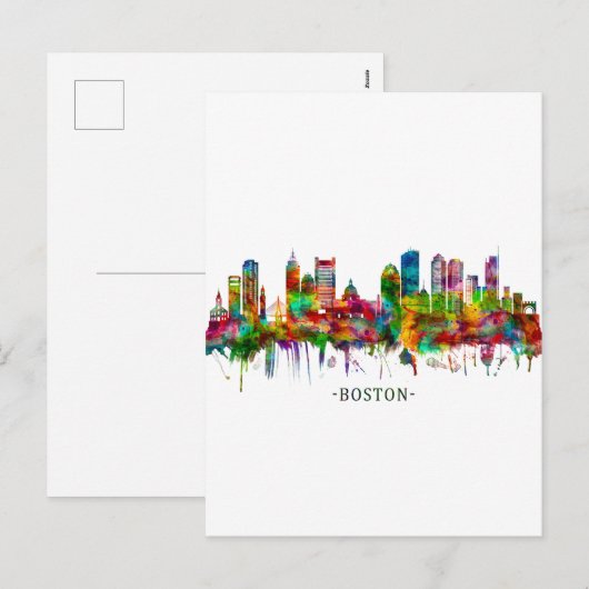 Boston Massachusetts Skyline Feestdagenkaart (Voorkant / Achterkant)
