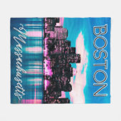 Boston Massachusetts Skyline Fleece Deken (Voorkant (Horizontaal))