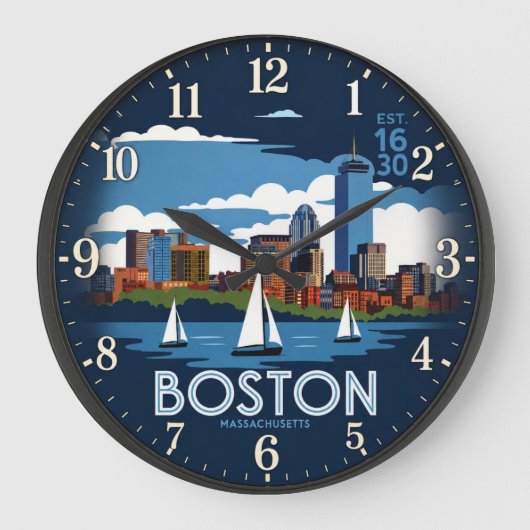 Boston Massachusetts Skyline Grote Klok (Voorkant)