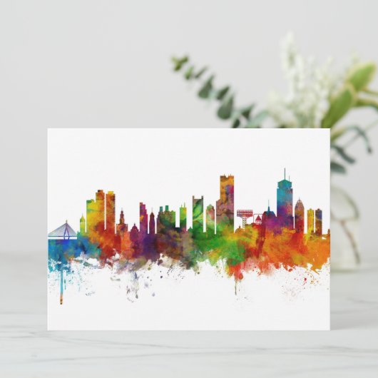 Boston Massachusetts Skyline Kaart (Staand voorkant)