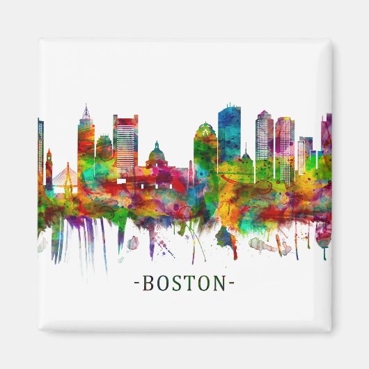 Boston Massachusetts Skyline Magneet (Voorkant)