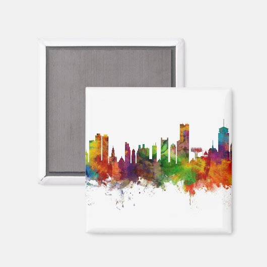 Boston Massachusetts Skyline Magneet (Voorkant / Achterkant)