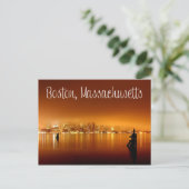 Boston, Massachusetts, Skyline op Night Post Card Briefkaart (Staand voorkant)
