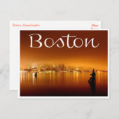 Boston, Massachusetts, Skyline op Night Post Card Briefkaart (Voorkant / Achterkant)
