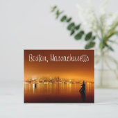 Boston, Massachusetts, Skyline op Night Post Card Briefkaart (Staand voorkant)