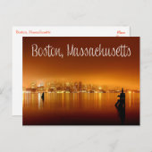 Boston, Massachusetts, Skyline op Night Post Card Briefkaart (Voorkant / Achterkant)