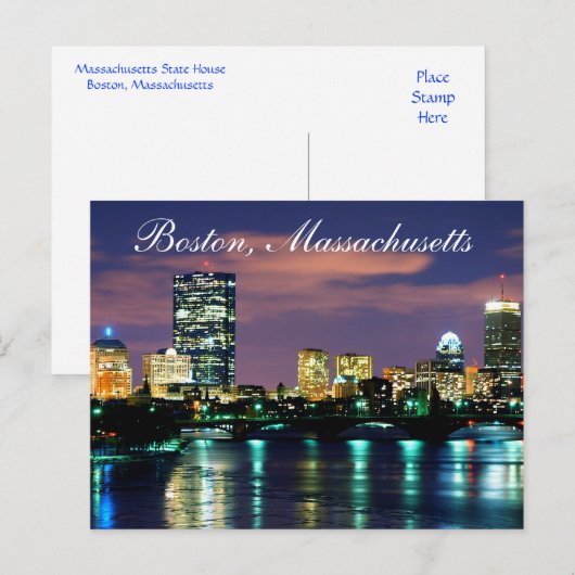 Boston Massachusetts Skyline op Sunset Briefkaart (Voorkant / Achterkant)