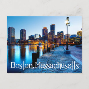 Boston Massachusetts Skyline op Sunset Post Card Briefkaart