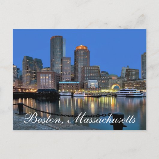 Boston Massachusetts Skyline op Sunset Post Card Briefkaart (Voorkant)