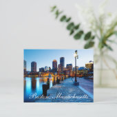 Boston Massachusetts Skyline op Sunset Post Card Briefkaart (Staand voorkant)